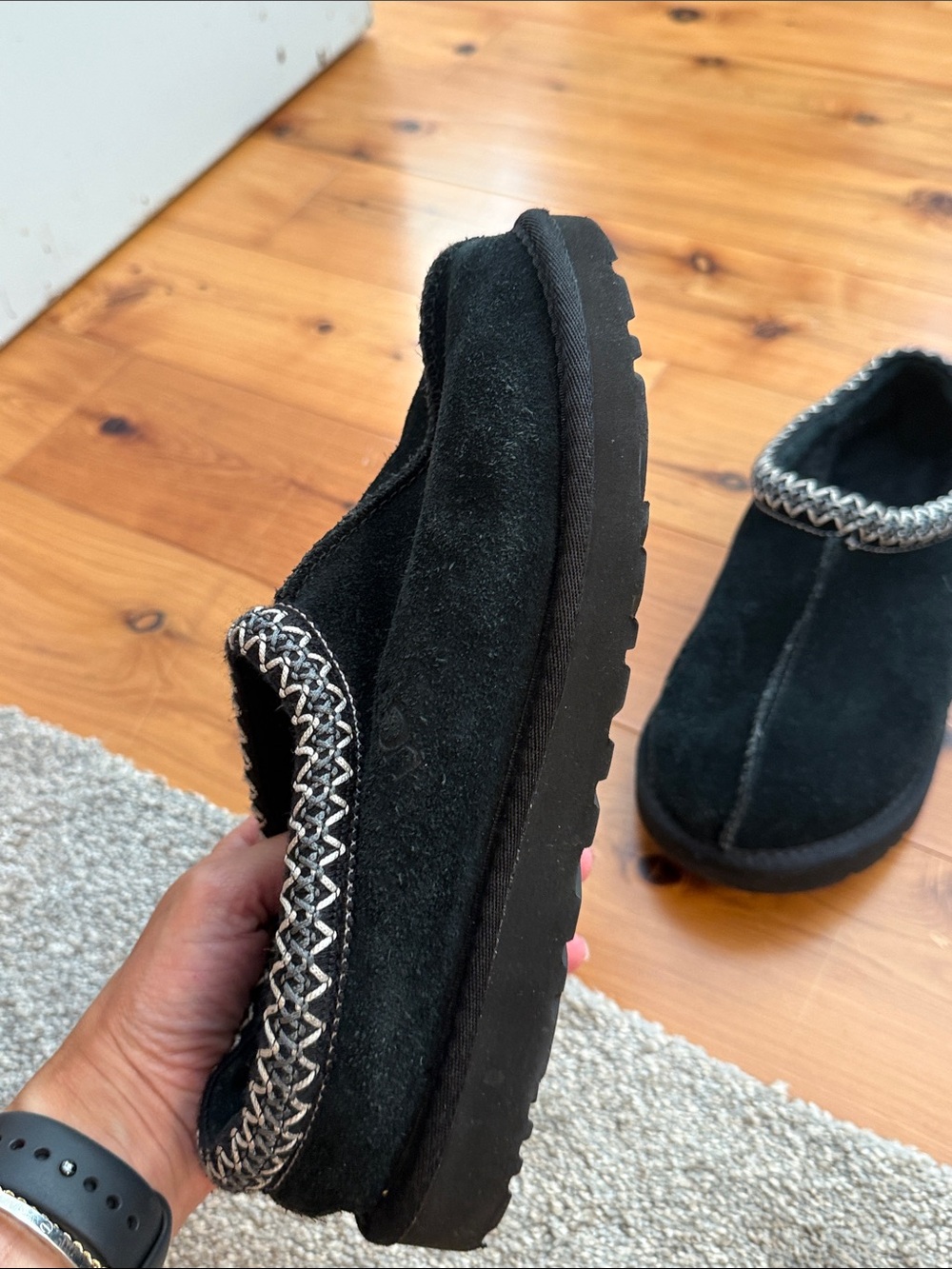 UGG Black Tasman size 9 Suede Slip-On Clog with Contrast Woven Collar - Picture 14 of 16